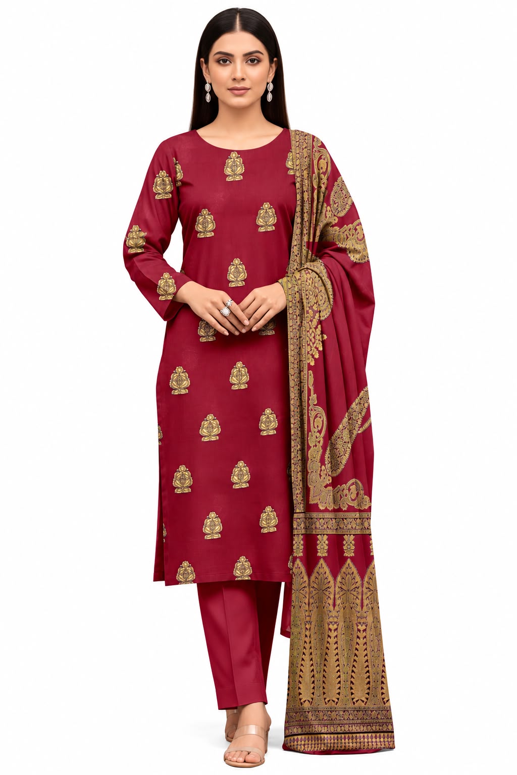 Indian Banarsi Brosha 3-Piece Unstitched Collection- Allow to Open Parcel