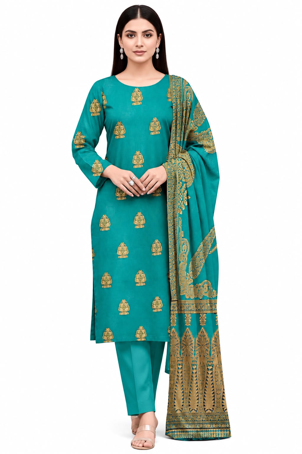 Indian Banarsi Brosha 3-Piece Unstitched Collection- Allow to Open Parcel