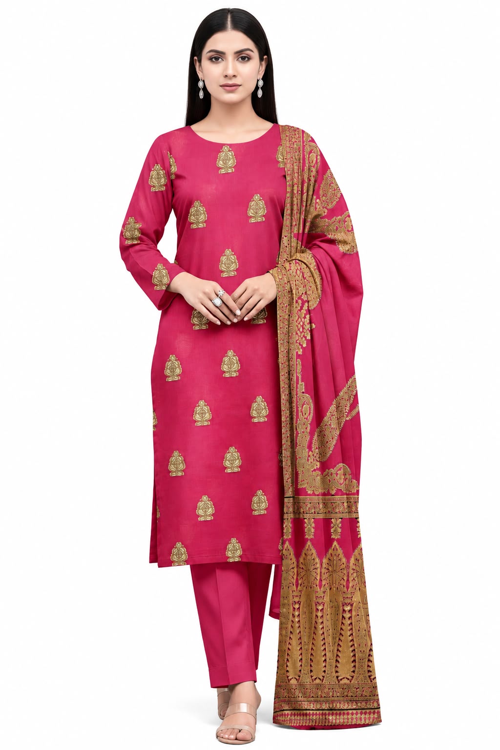 Indian Banarsi Brosha 3-Piece Unstitched Collection- Allow to Open Parcel