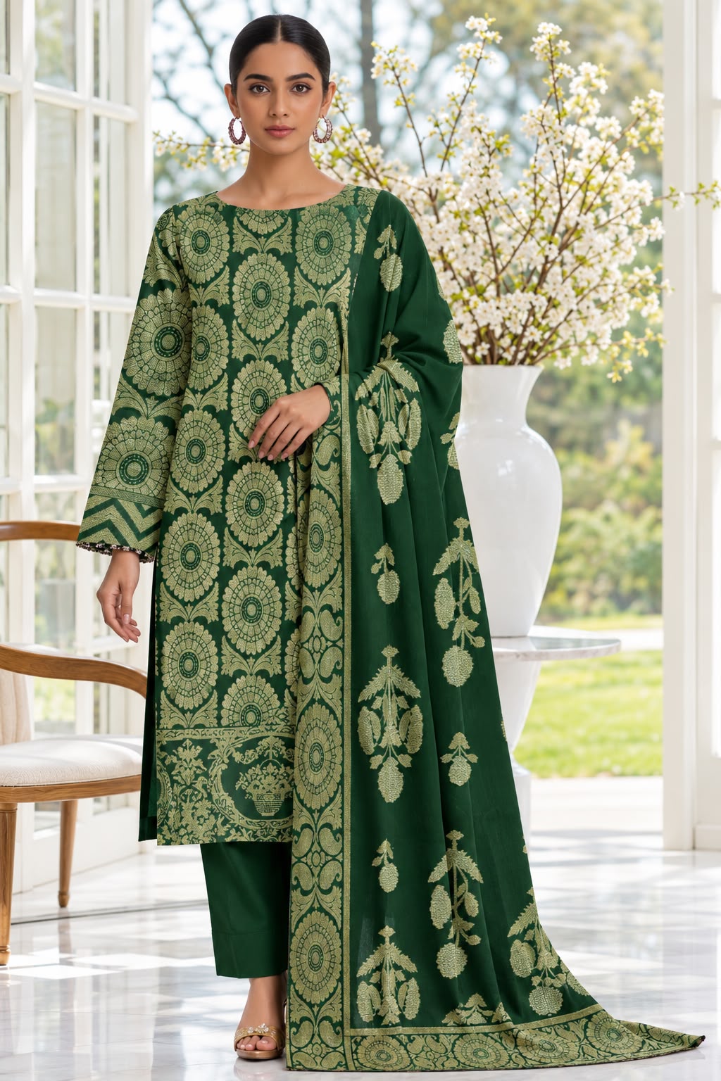 Indian Banarsi Brosha 3-Piece Unstitched Collection- Allow to Open Parcel