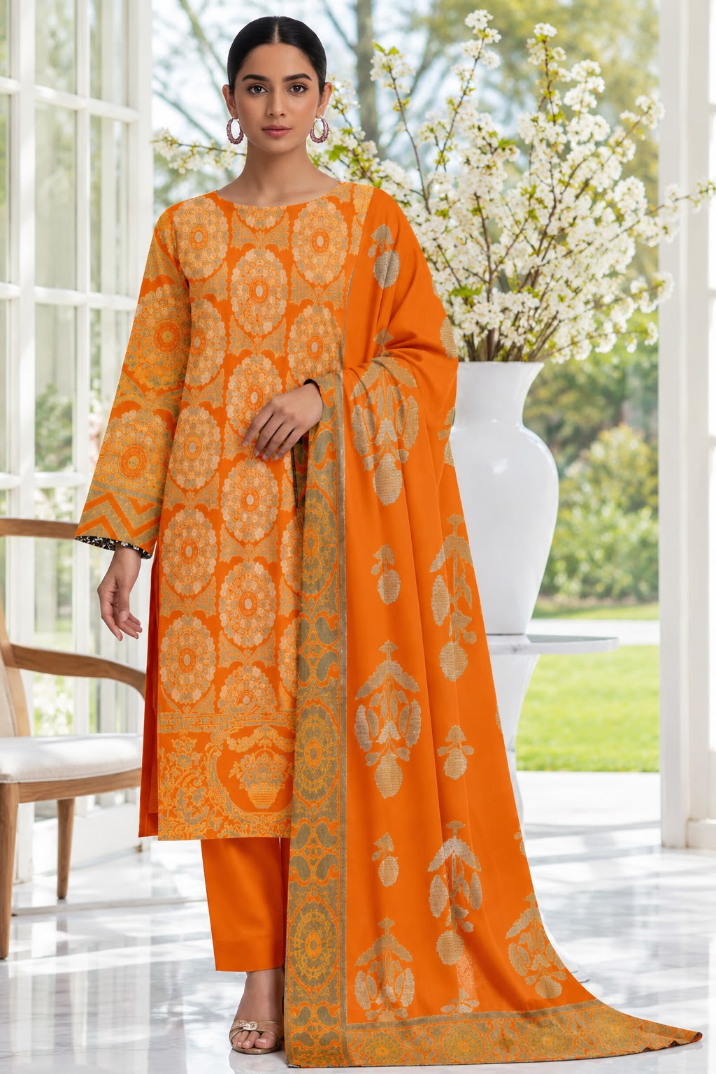 Indian Banarsi Brosha 3-Piece Unstitched Collection- Allow to Open Parcel
