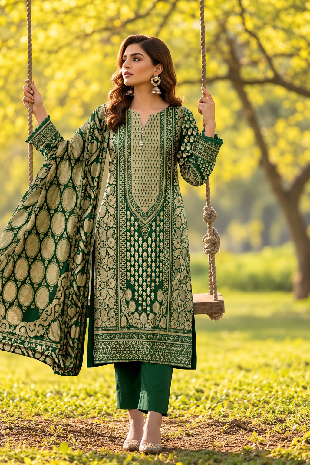 Indian Banarsi Brosha 3-Piece Unstitched Collection- Allow to Open Parcel