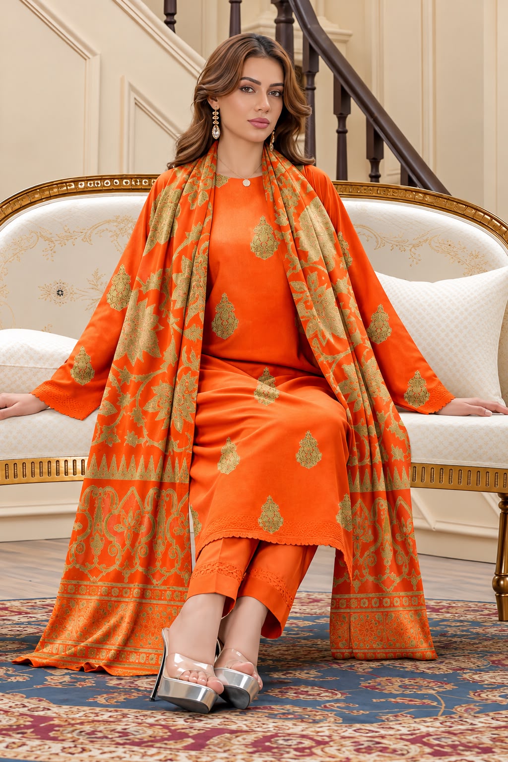 Indian Banarsi Brosha 3-Piece Unstitched Collection- Allow to Open Parcel