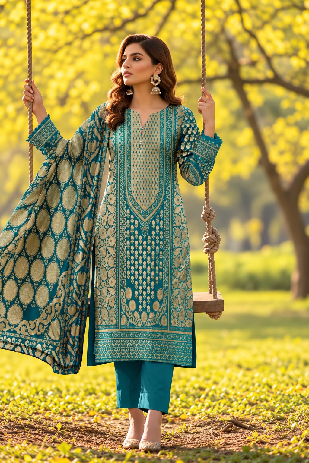 Indian Banarsi Brosha 3-Piece Unstitched Collection- Allow to Open Parcel