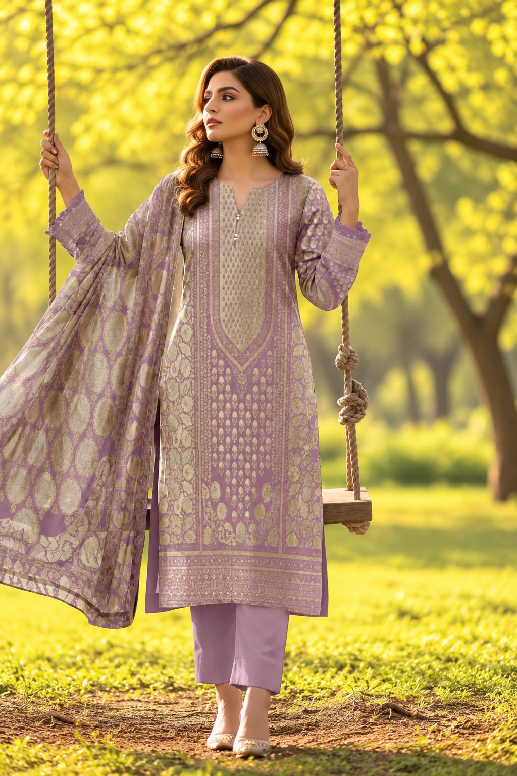 Indian Banarsi Brosha 3-Piece Unstitched Collection- Allow to Open Parcel