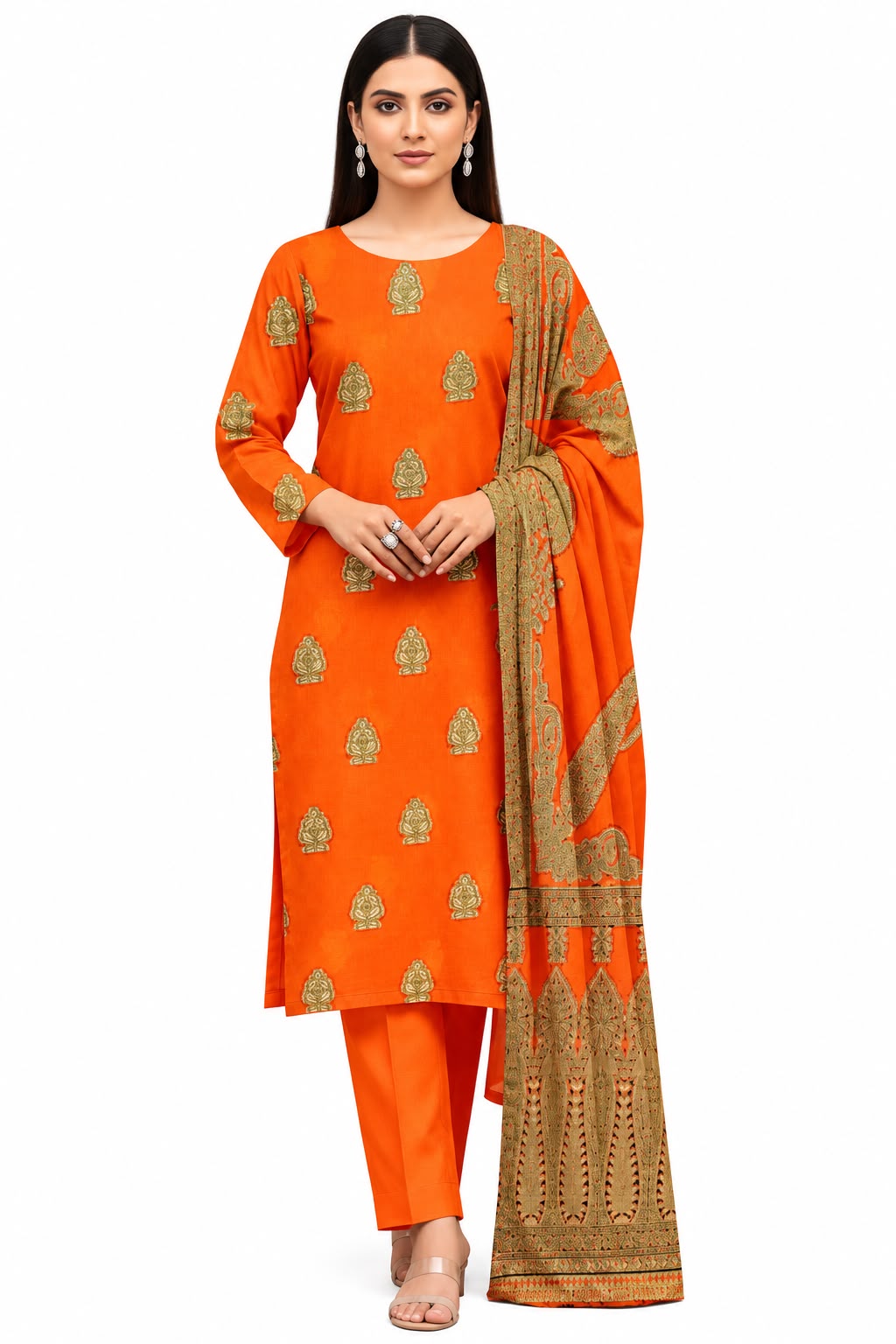 Indian Banarsi Brosha 3-Piece Unstitched Collection- Allow to Open Parcel