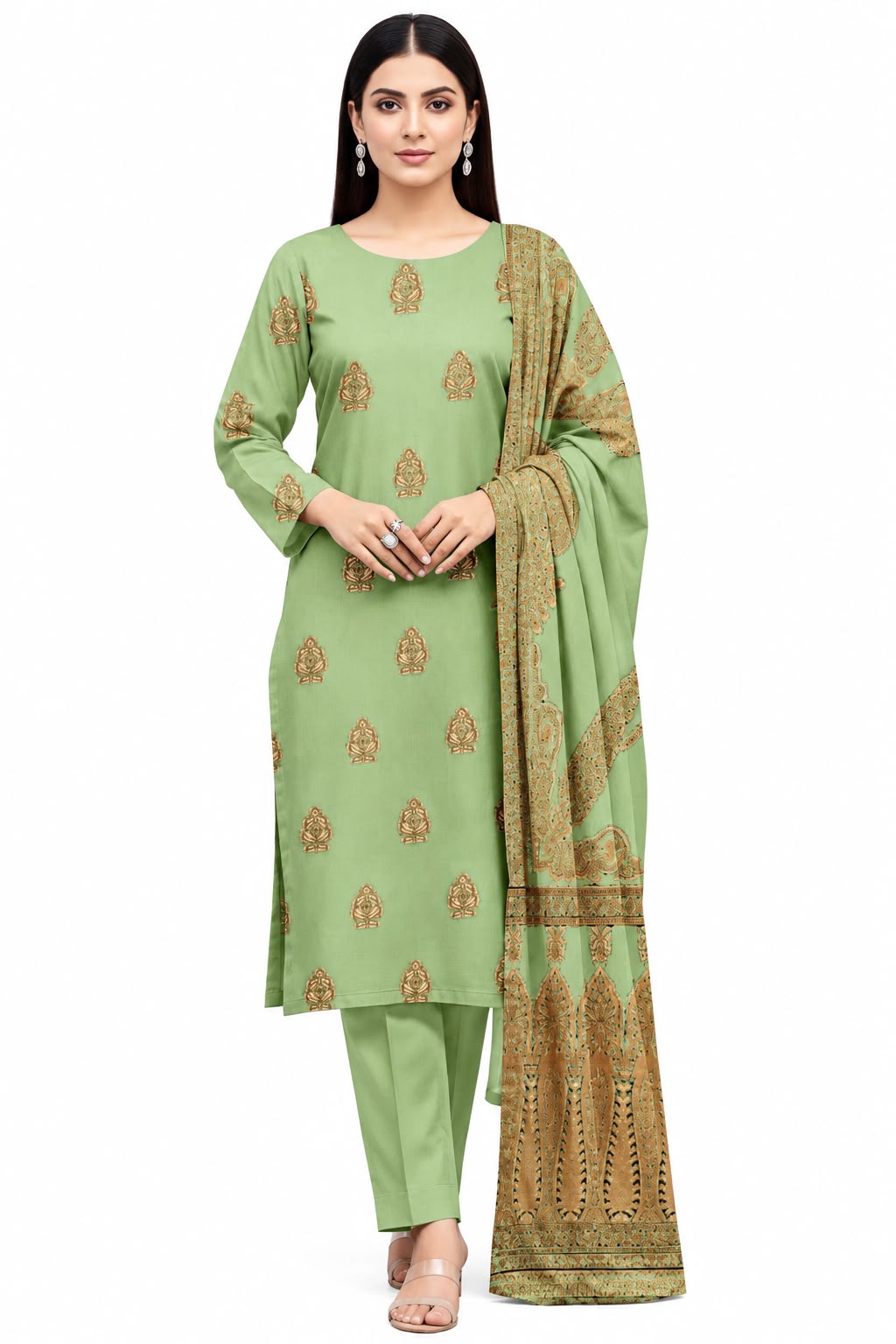Indian Banarsi Brosha 3-Piece Unstitched Collection- Allow to Open Parcel