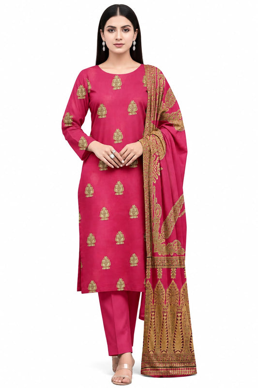 Indian Banarsi Brosha 3-Piece Unstitched Collection- Allow to Open Parcel