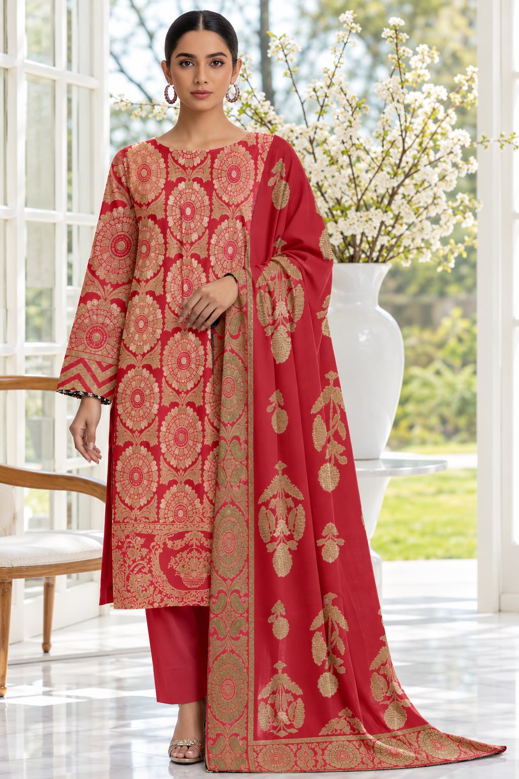 Indian Banarsi Brosha 3-Piece Unstitched Collection- Allow to Open Parcel