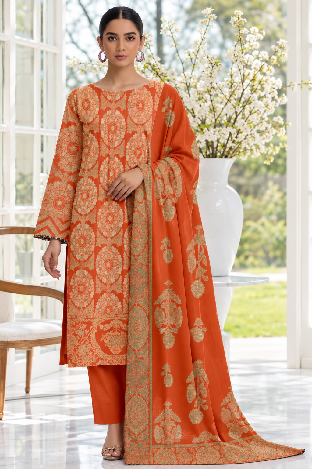 Indian Banarsi Brosha 3-Piece Unstitched Collection- Allow to Open Parcel