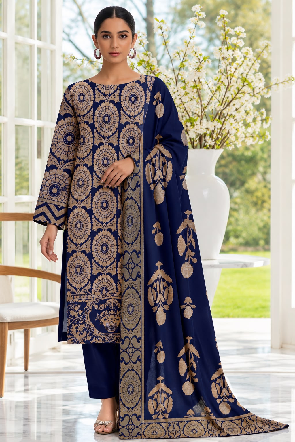 Indian Banarsi Brosha 3-Piece Unstitched Collection- Allow to Open Parcel