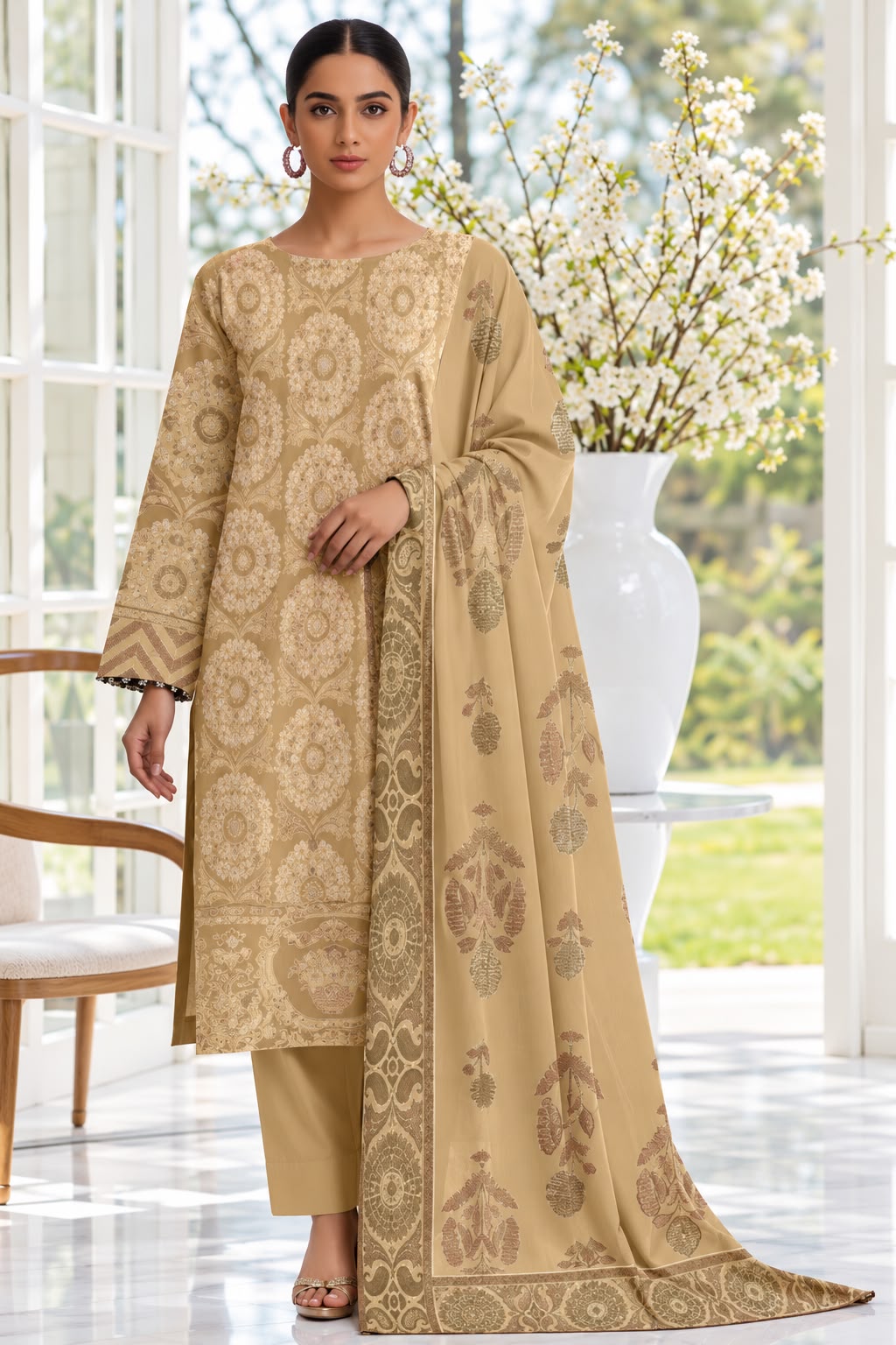 Indian Banarsi Brosha 3-Piece Unstitched Collection- Allow to Open Parcel