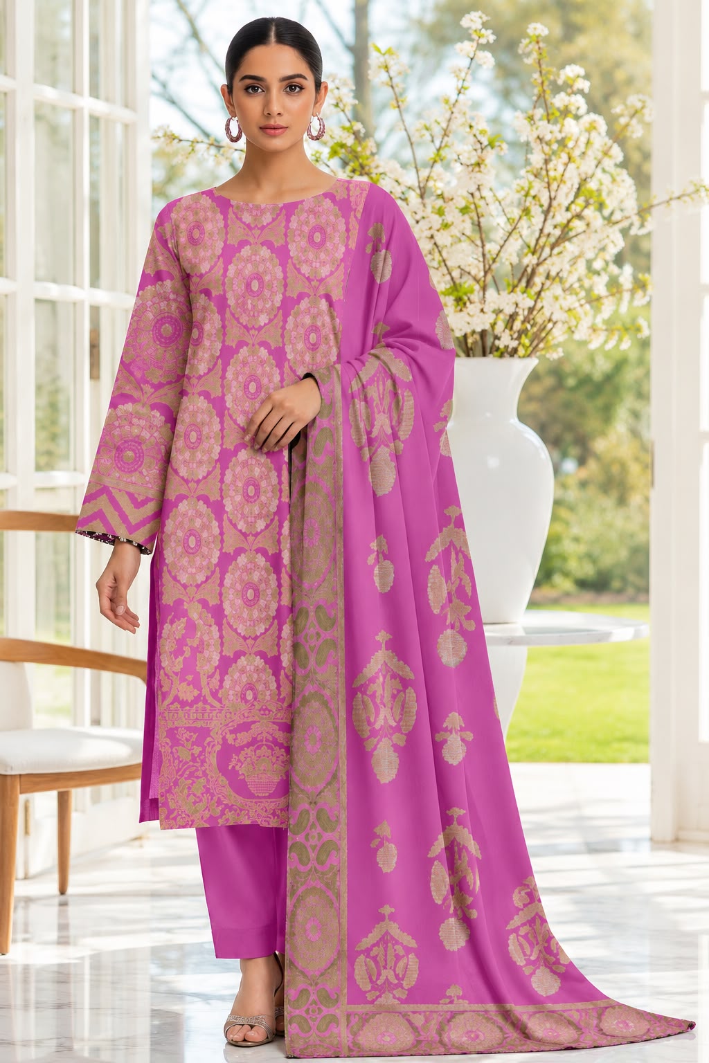 Indian Banarsi Brosha 3-Piece Unstitched Collection- Allow to Open Parcel