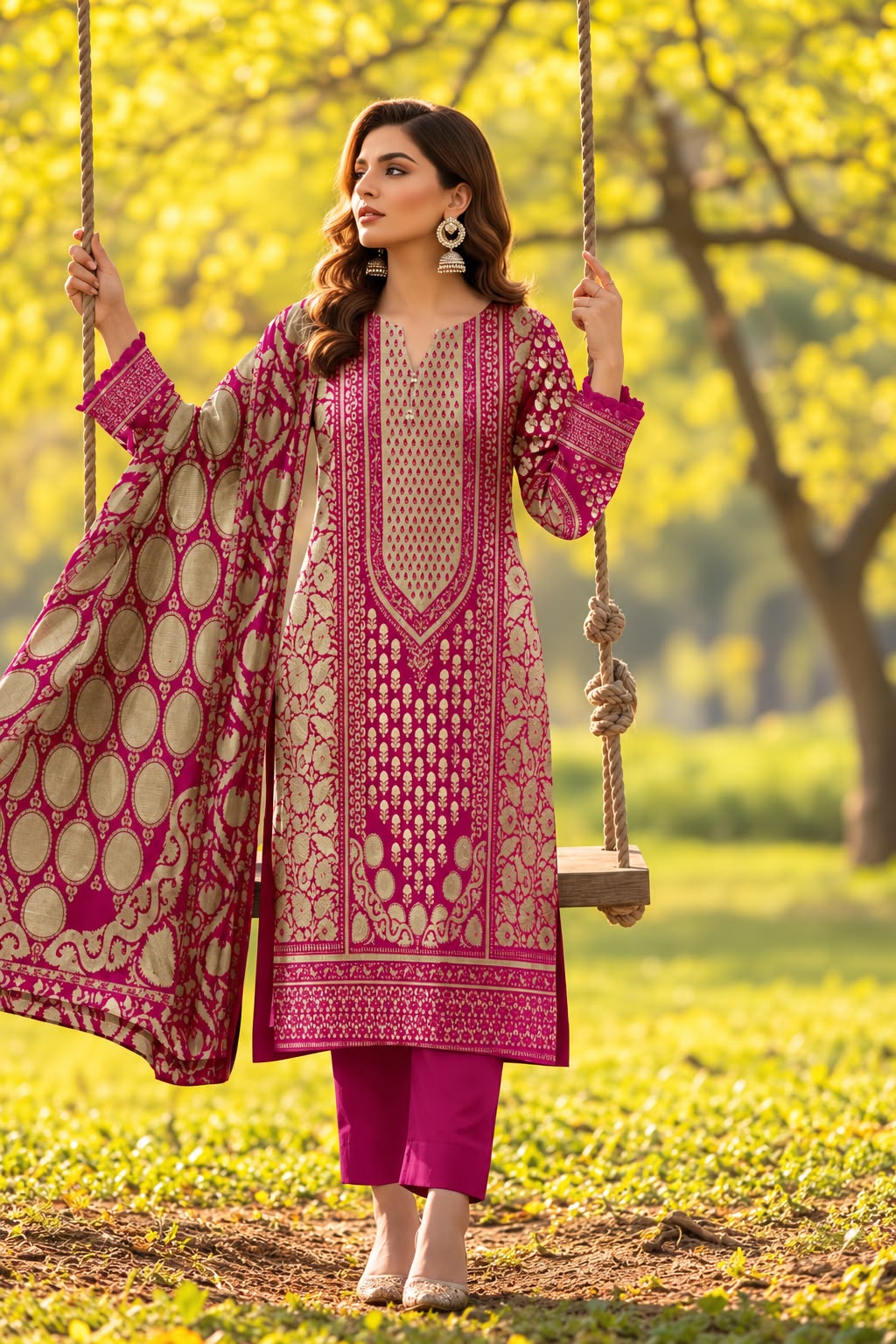 Indian Banarsi Brosha 3-Piece Unstitched Collection- Allow to Open Parcel