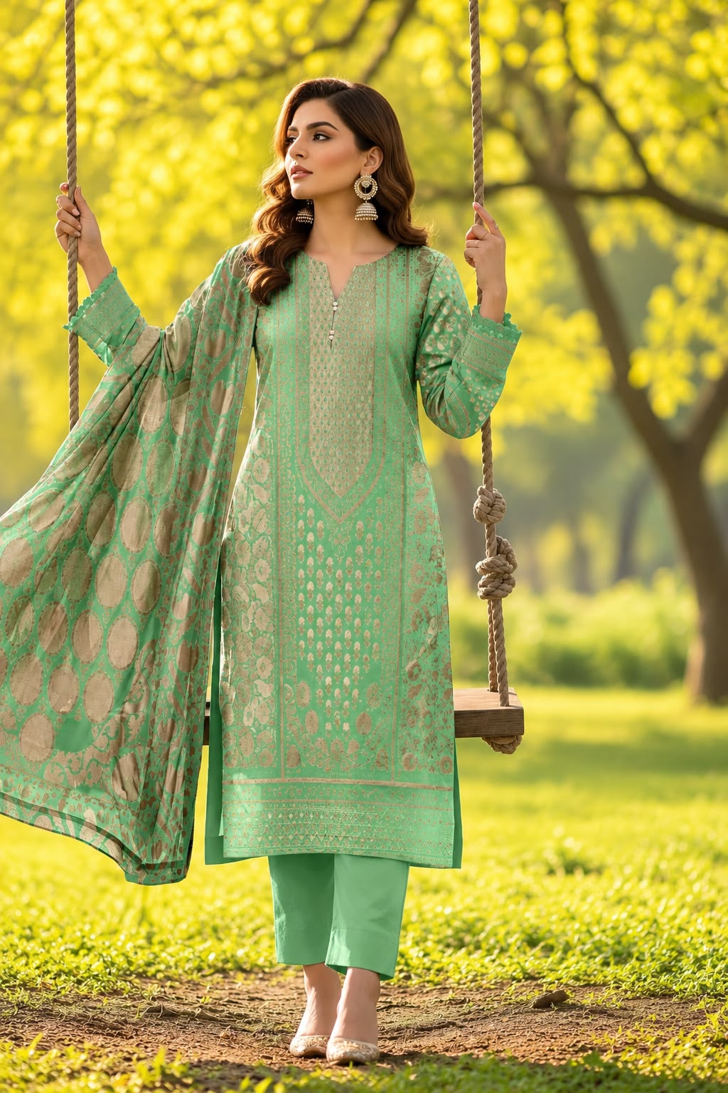 Indian Banarsi Brosha 3-Piece Unstitched Collection- Allow to Open Parcel