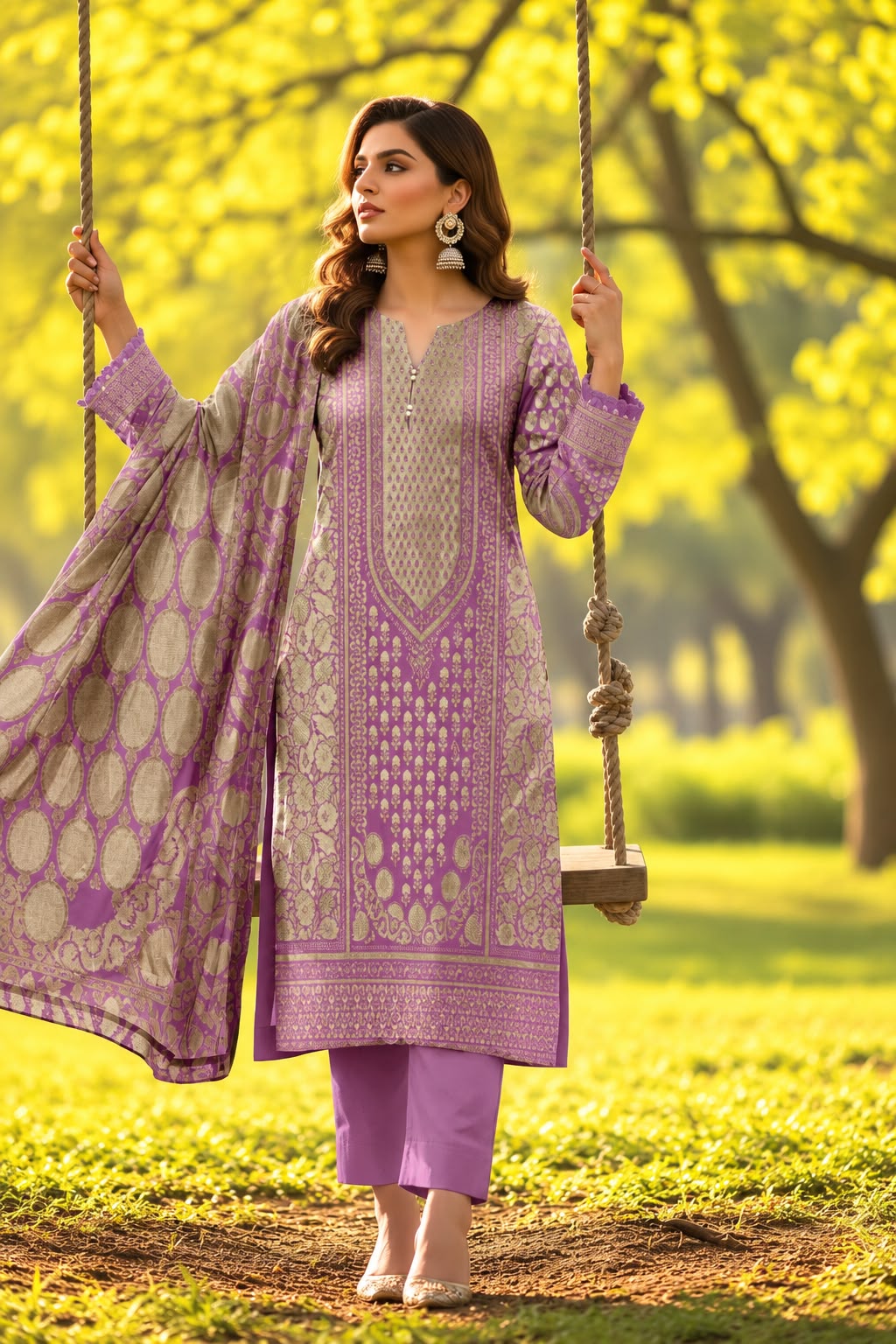 Indian Banarsi Brosha 3-Piece Unstitched Collection- Allow to Open Parcel