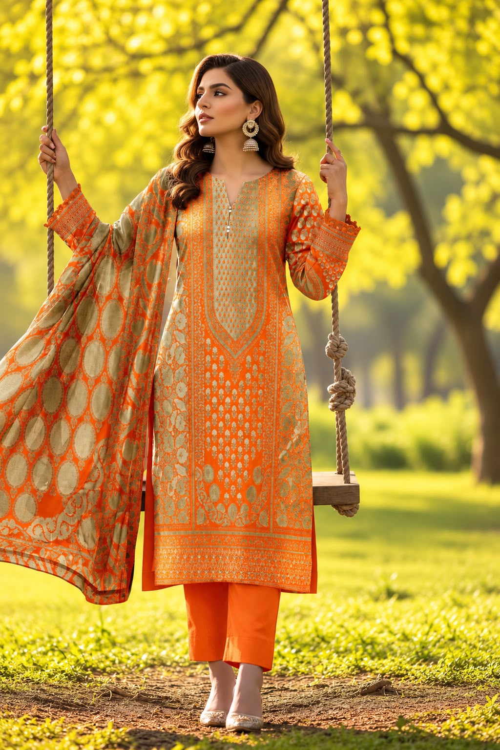Indian Banarsi Brosha 3-Piece Unstitched Collection- Allow to Open Parcel