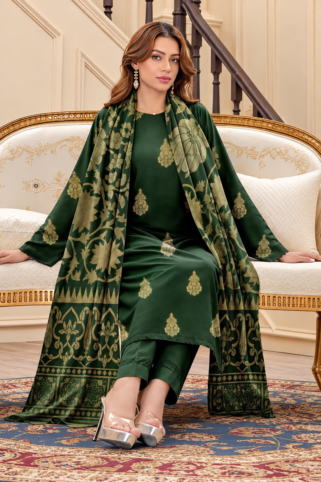 Indian Banarsi Brosha 3-Piece Unstitched Collection- Allow to Open Parcel