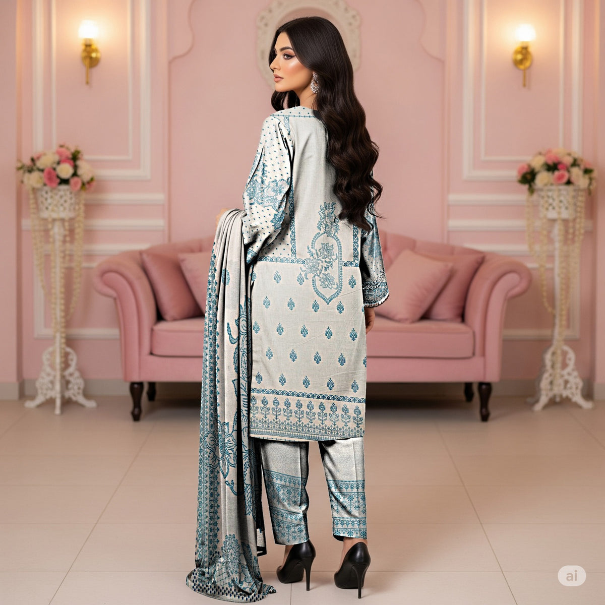Premium Lawn Jacquard Barosha 3-Piece Suit