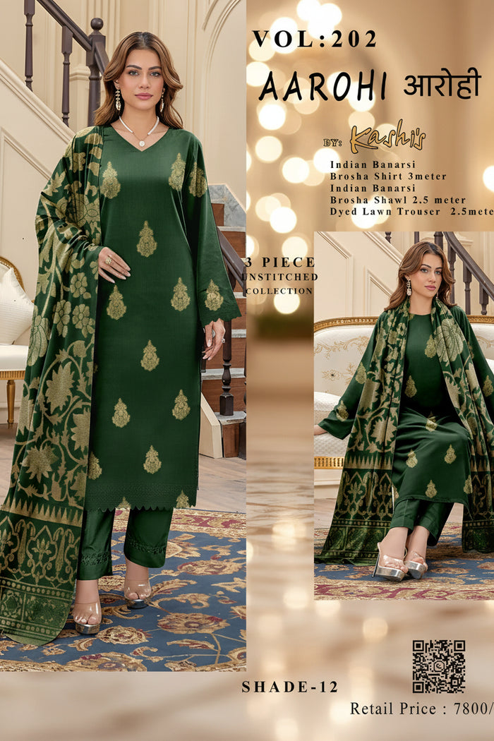 AAROHI – Indian Banarsi Brosha 3-Piece Unstitched Collection