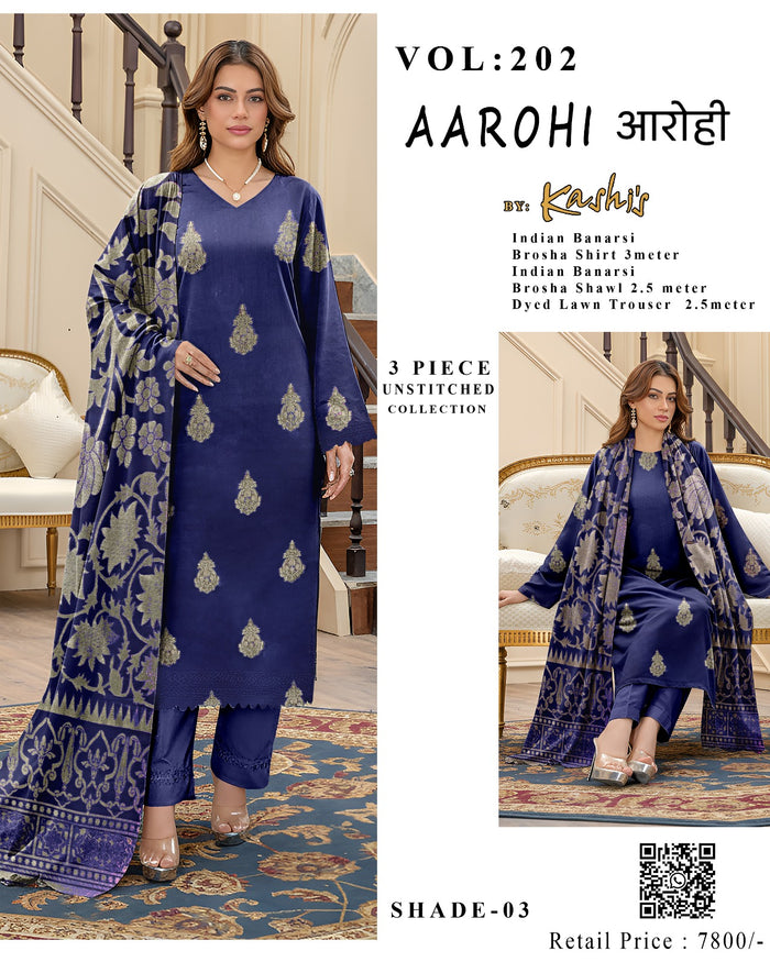 AAROHI – Indian Banarsi Brosha 3-Piece Unstitched Collection
