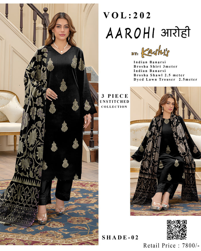 AAROHI – Indian Banarsi Brosha 3-Piece Unstitched Collection