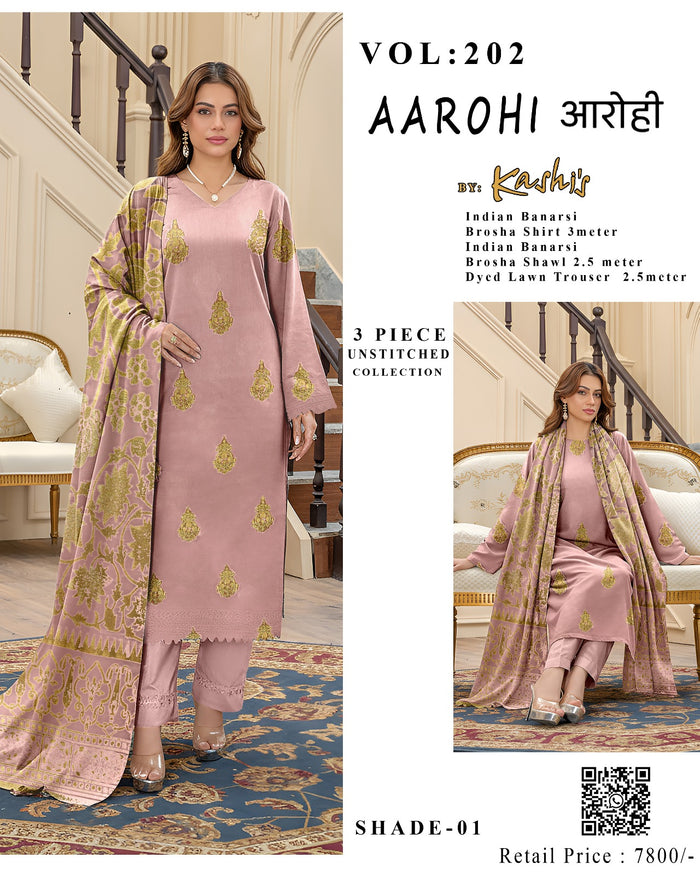AAROHI – Indian Banarsi Brosha 3-Piece Unstitched Collection